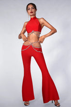 Shakira Bandage Pants & Top Set - Red & Black