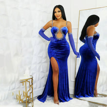 Charlotte Maxi Velvet Dress with Gloves - 3 Colors