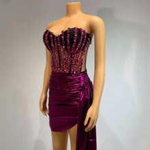 Amy Rhinestone Top & Skirt Set - Purple