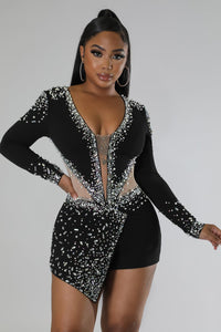 Amy Rhinestone & pearls Romper - 4 Colors