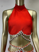 Shakira Bandage Pants & Top Set - Red & Black