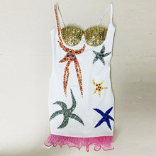 Ariella StarFish Rhinestoned Mini Dress