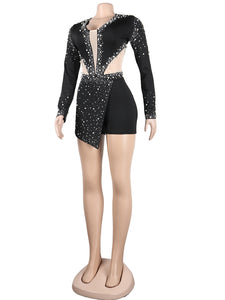 Amy Rhinestone & pearls Romper - 4 Colors