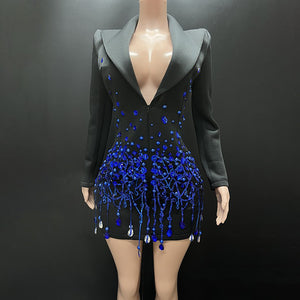 Lolita Pearl Diamond Blazer Dress - 7 Colors