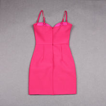 Galilea Rhinestoned Bandage Mini Dress - Fuchsia