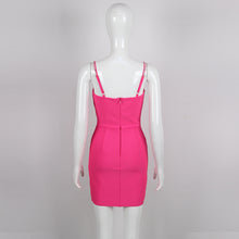 Galilea Rhinestoned Bandage Mini Dress - Fuchsia