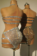 Yadirah Rhinestone Mini Dress - Silver & Black