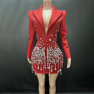 Lolita Pearl Diamond Blazer Dress - 7 Colors