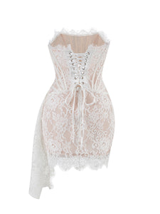 Valery Lace Mini Coquette Dress - White