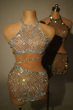 Yadirah Rhinestone Mini Dress - Silver & Black