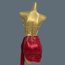 Amara Love Heart Diamonds Corset & Skirt Set - Red