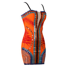 Havana Tropical Bandage Diamante Mini Dress - Orange Multi