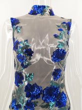 Rose Mesh Mini Dress - Blue/Black