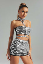 Kennie Diamante Bandage Set Skirt & Crop Top - Black