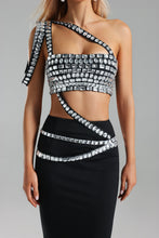 Mabelle Diamante Chain Skirt & Top Set - Black & White