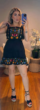 Maria Bordado Mexican Dress - Black & Red