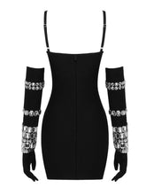 Francesca Crystal Embellished Bandage Dress with Gloves