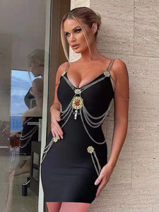 Angelique Chains Bandage Mini Dress - 4 Colors