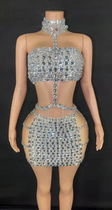 Thalia Rhinestone Diamante Top/Skirt Set - 5 Colors