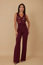 Alexandra Lace Belted Jumpsuit - Wine