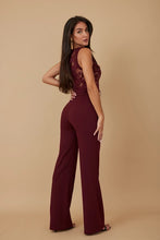 Alexandra Lace Belted Jumpsuit - Wine