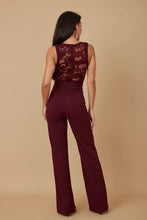 Alexandra Lace Belted Jumpsuit - Wine