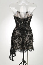 Valery Lace Coquette Mini Dress - Black