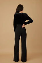 Chloe Velvet Jumpsuit - Hunter Green & Black