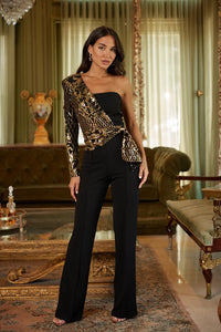 Natalya Sequin One Shoulder Jumpsuit - 3 Colors