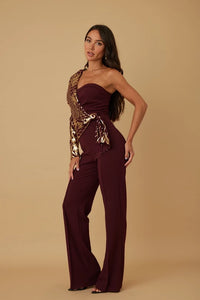 Natalya Sequin One Shoulder Jumpsuit - 3 Colors