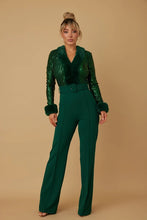 Christine Sequin With Fur Fashion Jumpsuit - 4 Colors