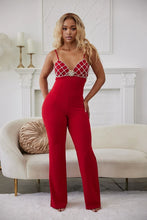 Brigitte Rhinestones Jumpsuit - Red & Black