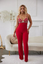 Brigitte Rhinestones Jumpsuit - Red & Black