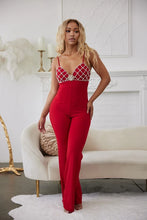 Brigitte Rhinestones Jumpsuit - Red & Black