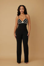 Brigitte Rhinestones Jumpsuit - Red & Black