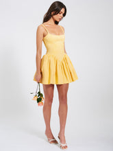 Kadi Cottom Corset Mini Dress - Yellow & White