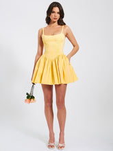 Kadi Cottom Corset Mini Dress - Yellow & White