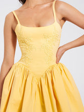 Kadi Cottom Corset Mini Dress - Yellow & White