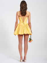 Kadi Cottom Corset Mini Dress - Yellow & White