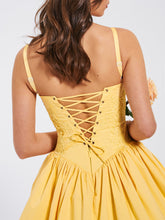 Kadi Cottom Corset Mini Dress - Yellow & White