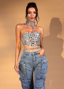 Kennie Rhinestone Bandage Crop Top - 3 Colors