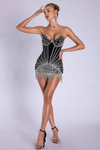 Ciara Rhinestone & Diamonds Mini Dress - Nude & Black