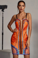 Havana Tropical Bandage Diamante Mini Dress - Orange Multi