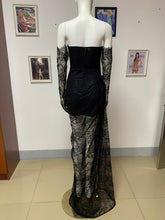 Valencia Lace Long Gown With Gloves - Black