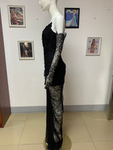 Valencia Lace Long Gown With Gloves - Black