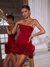 Flamenco Flair Floral 3D Mini Dress - Red