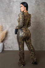 Taylor Sequin Long Sleeve Jumpsuit - Gold & Copper