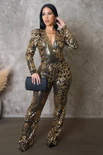 Taylor Sequin Long Sleeve Jumpsuit - Gold & Copper