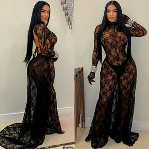 Rihanna Lace Jumpsuit - Black