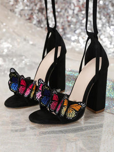 Lily Butterfly Chunky Heels - 5 Colors